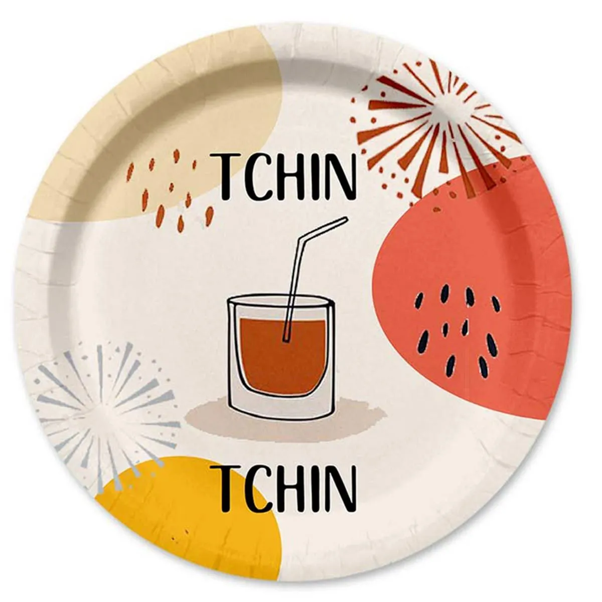 Lot de 10 Assiettes en Carton Tchin 18cm Multicolore