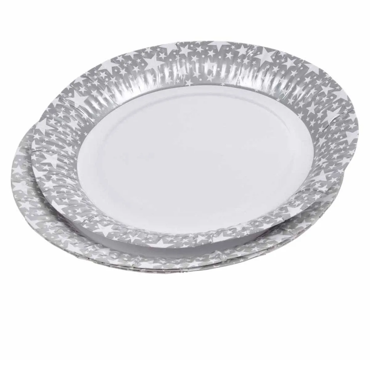 Lot de 6 Assiettes en Carton Étoile 23cm Argent